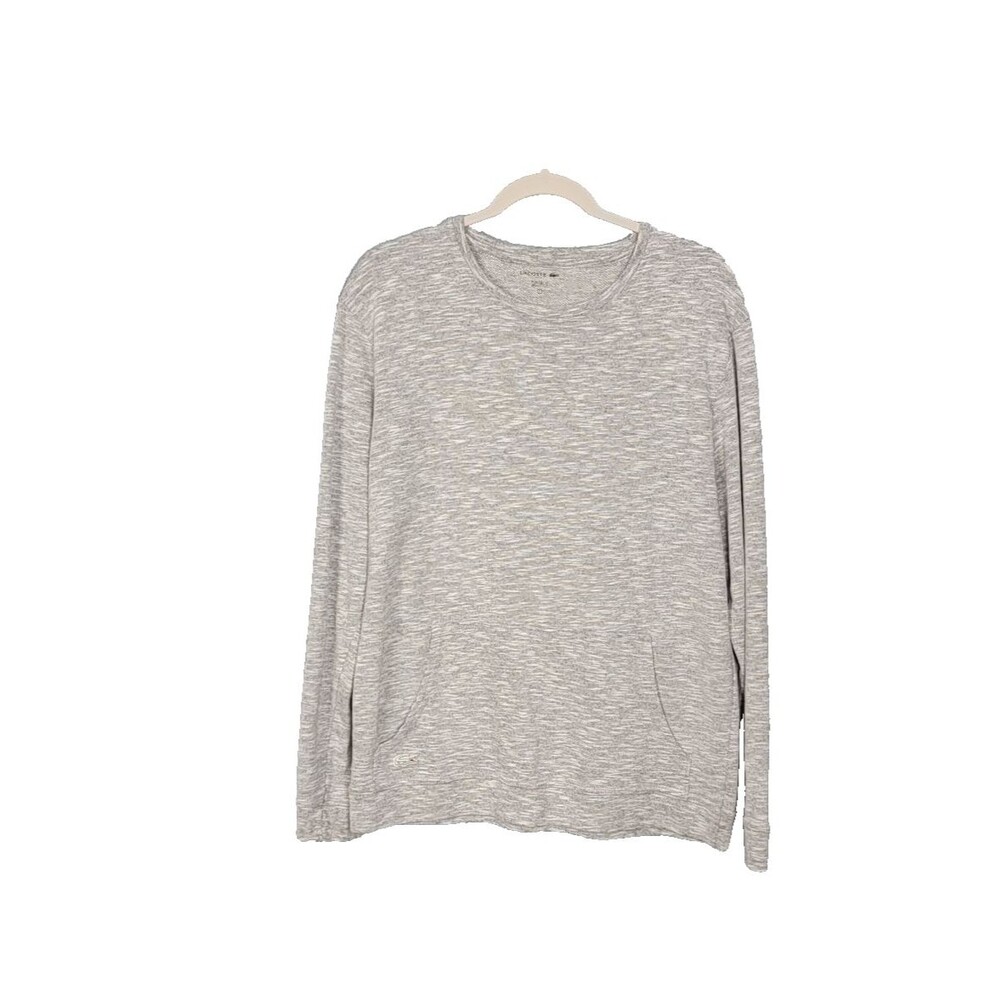 Lacoste Women’s Size L Sleep Shirt Kangaroo Gray Marled Knit Alligator Appliqué